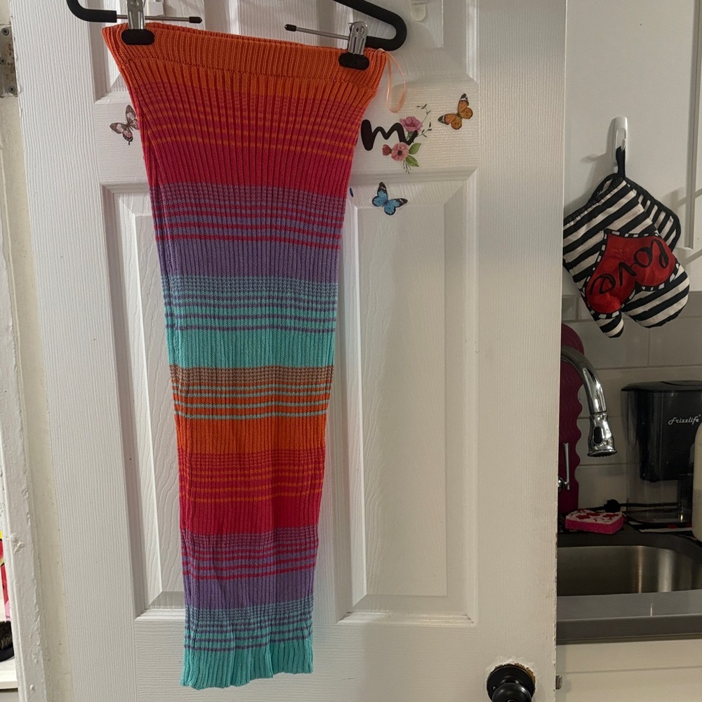 Fashion Nova Multicolor Striped Midi Skirt
